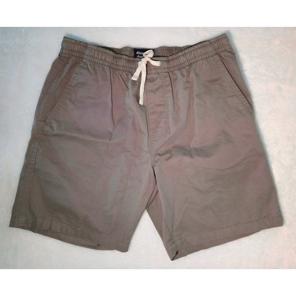 Mens Khaki Chino Shorts Elastic Waist Drawstring‎ Size M